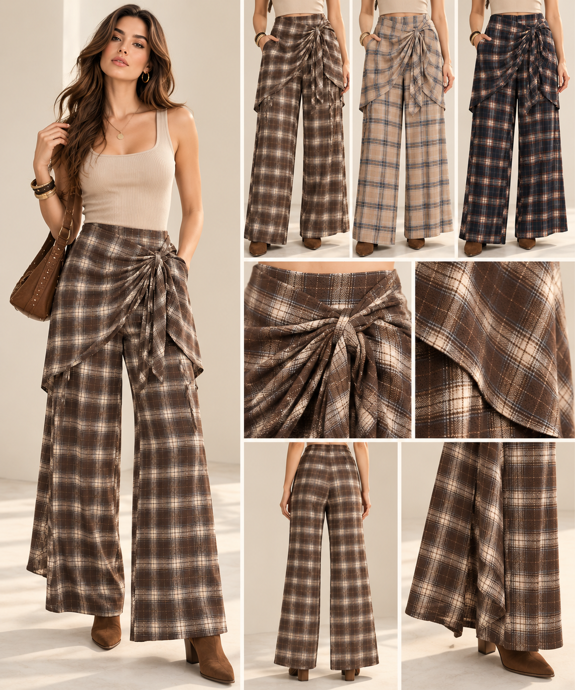 Pantalón Cuadros con Faldón