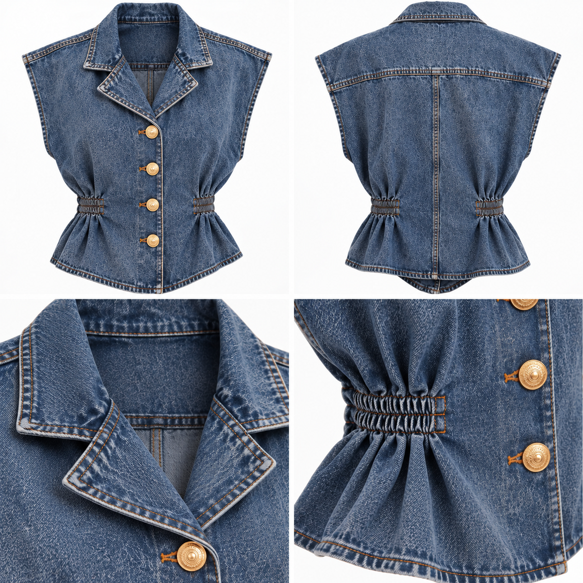 Blusa Denim Resorte Cintura