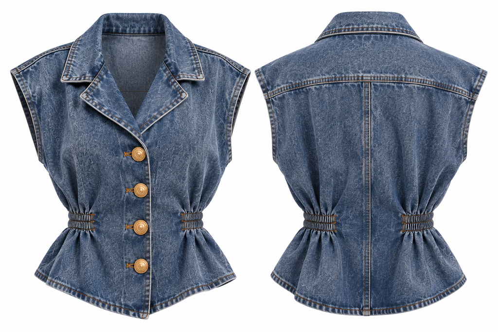 Blusa Denim Resorte Cintura