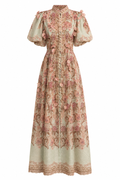 Vestido Largo Floral con Aplicaciones 3D