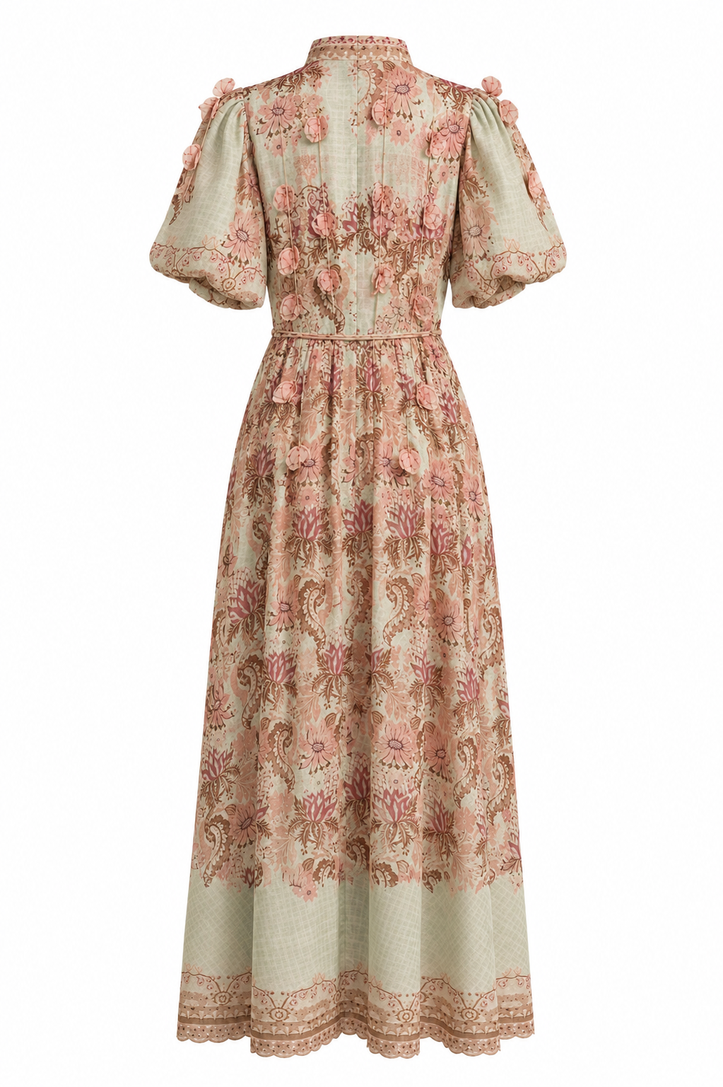 Vestido Largo Floral con Aplicaciones 3D