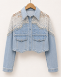 Chamarra Denim Encaje & Perlas