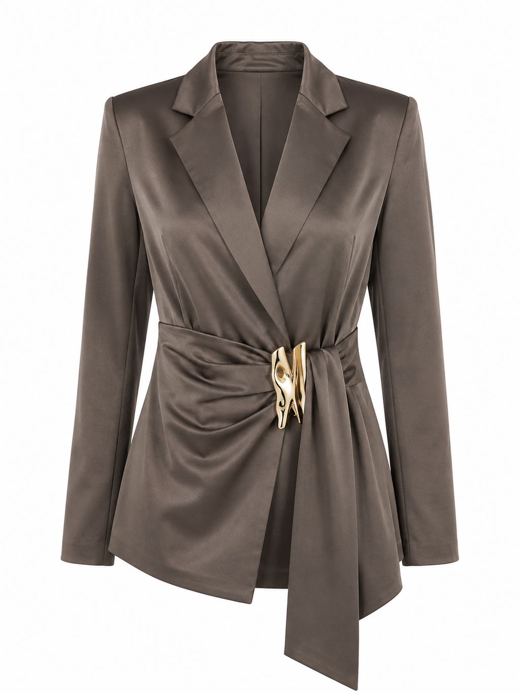 Saco Satinado con Broche Metálico