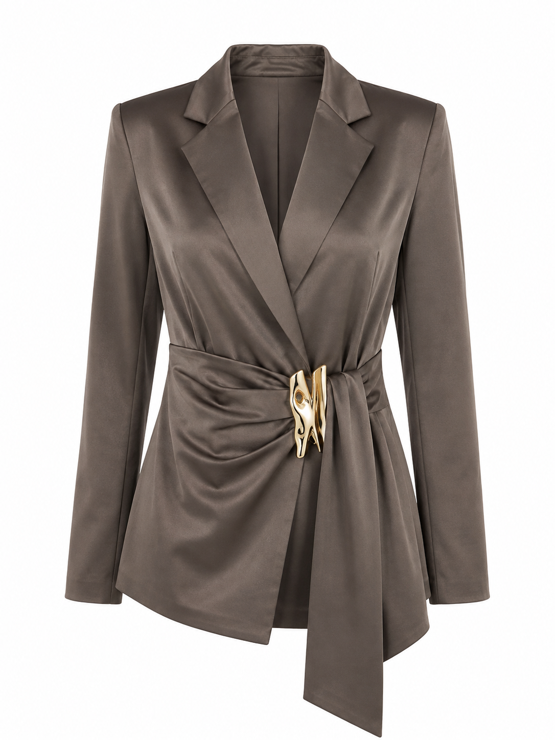 Saco Satinado con Broche Metálico