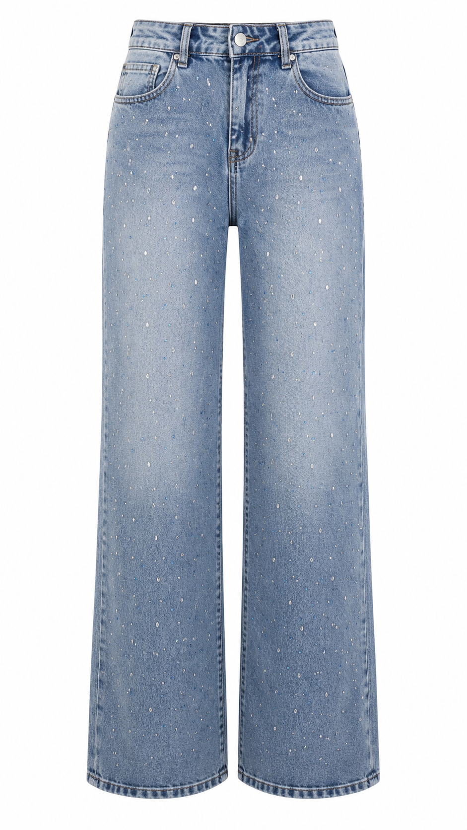 Pantalón Denim con Piedras de Cristal