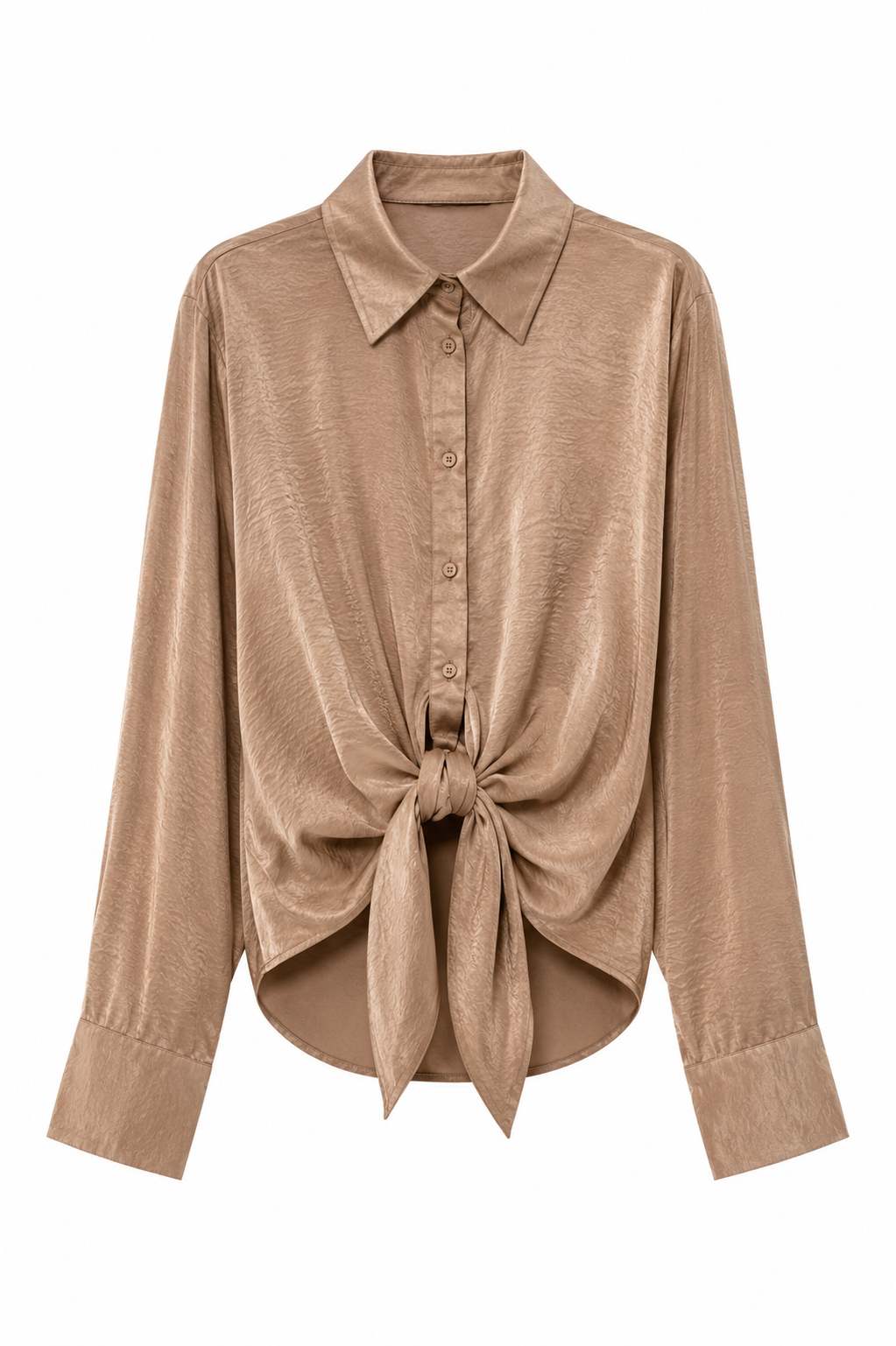 Blusa Satinada con Nudo Frontal
