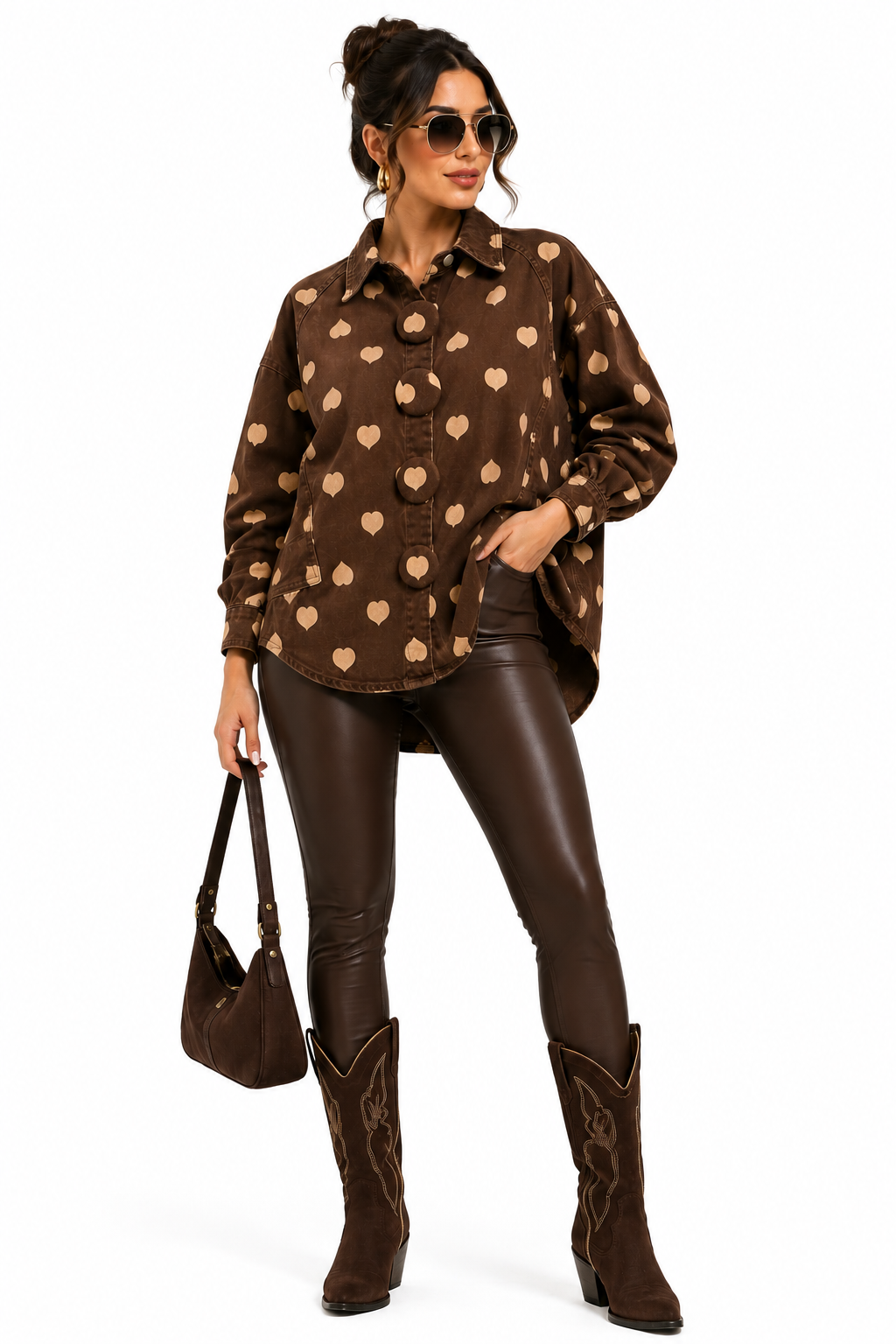 Camisa Denim Corazones Con Botones Jumbo
